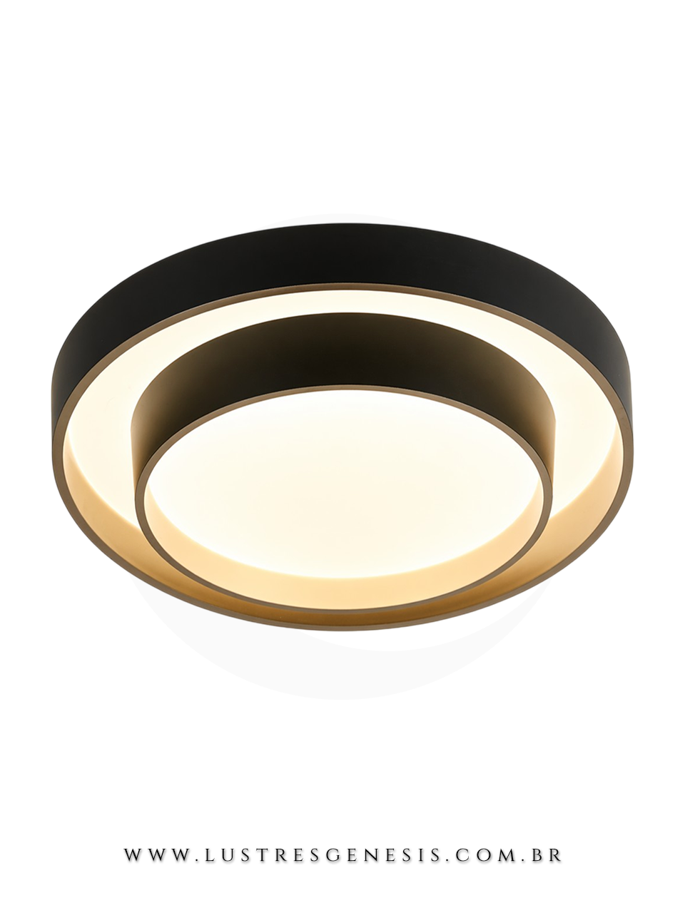 Plafon redondo Preto com LED quente, neutro e frio ideal para quartos, sala de estar, corredor, hall e escrit&oacute;rio.